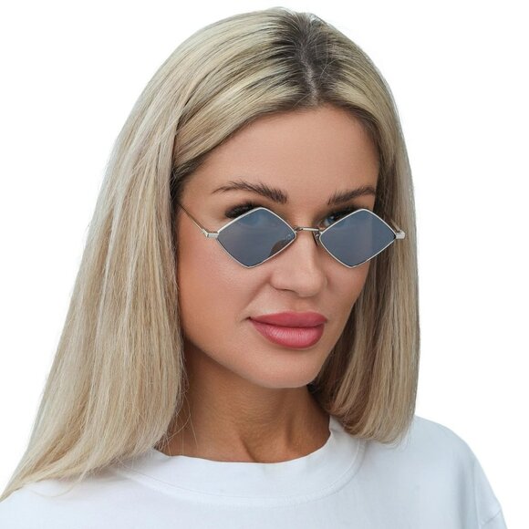 Saint Laurent SL302LISA 010 Geometric Sunglasses Silver Frame Silver Flash Mirro main image 5